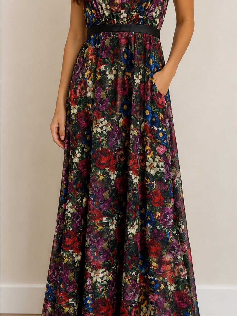 Alice + Olivia Silk Floral Maxi Dress – Size 0/XS